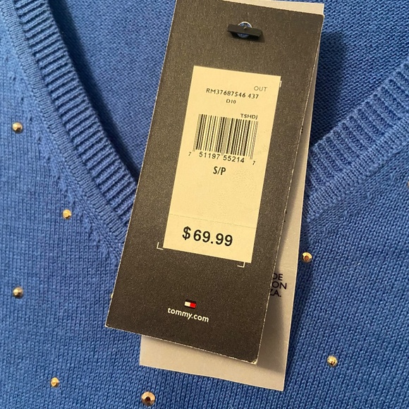 NWT TOMMY HILFIGER COBALT BLUE COTTON KNIT LONG SLEEVE SWEATER PREPPY ACADEMIA - Picture 3 of 6